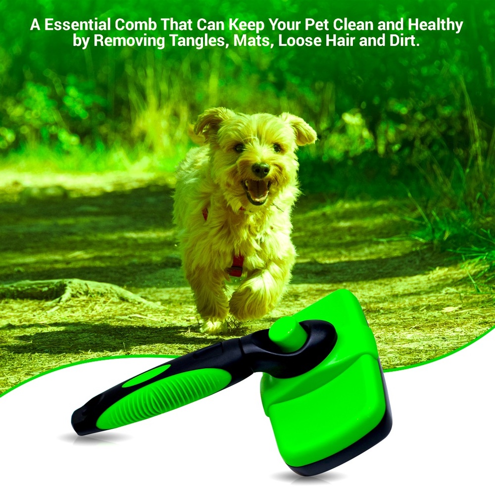 Tminnov Self Cleaning Green Slicker Dog And Cat Brush For Shedding